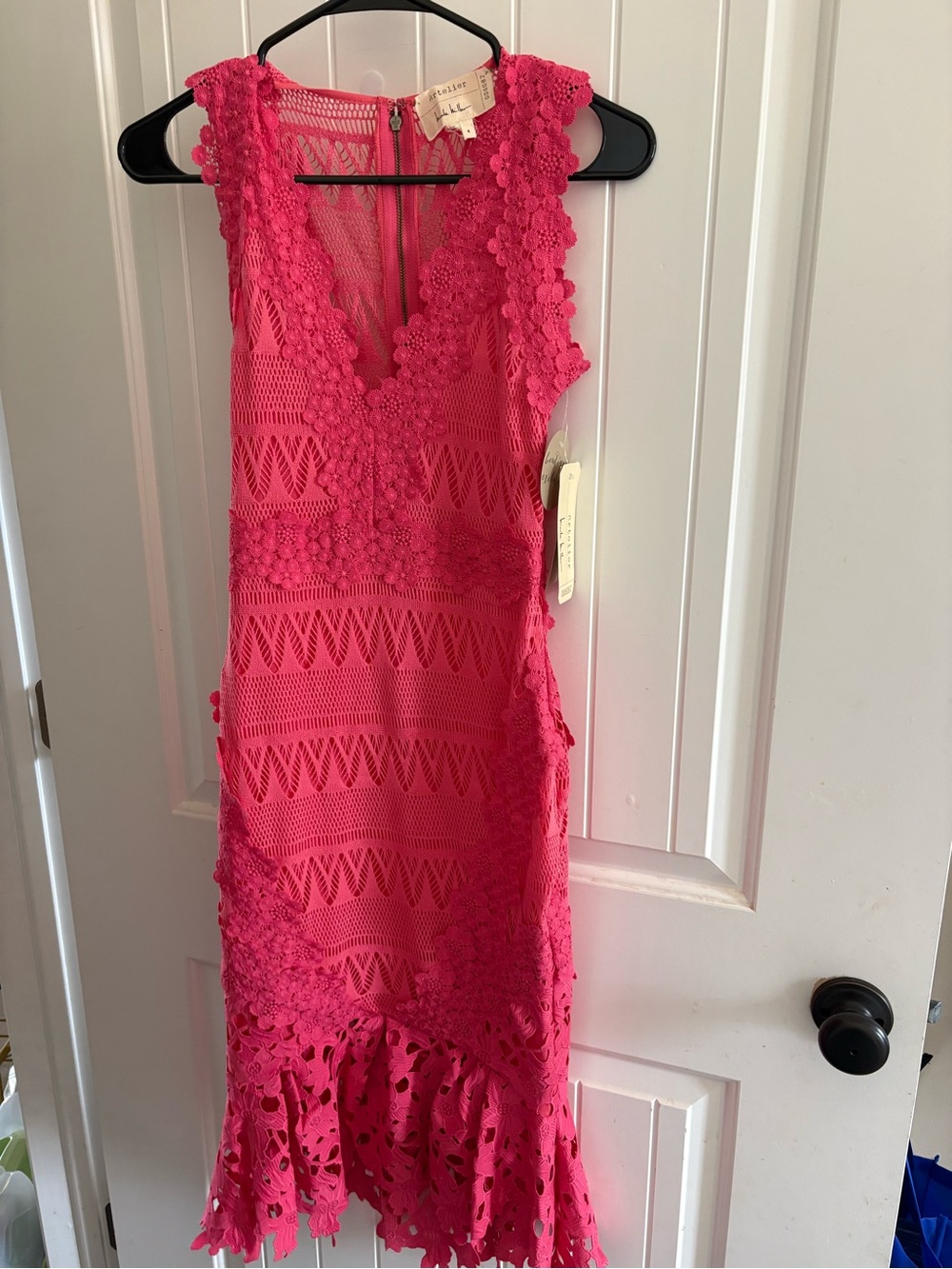 NWT Nicole Miller Artelier Pink Lace Midi Dress 4